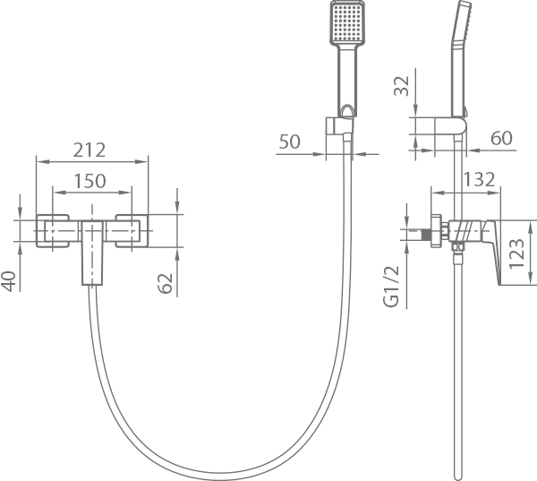 IMEX BDAR025-5BGM ART Single-Handle Shower Kit Black Gun Metal