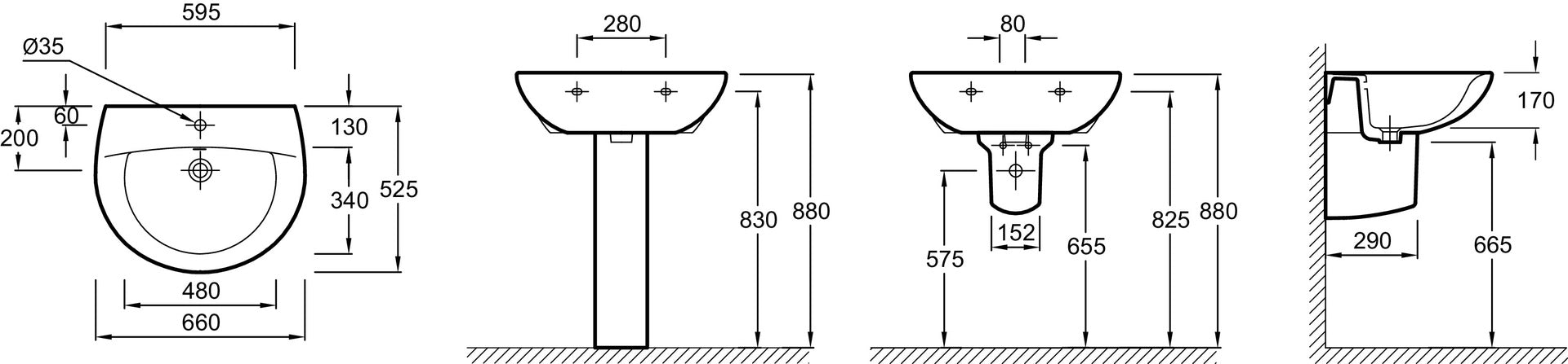 JACOB DELAFON E1998-00 OLA Lavabo 66x52,5cm