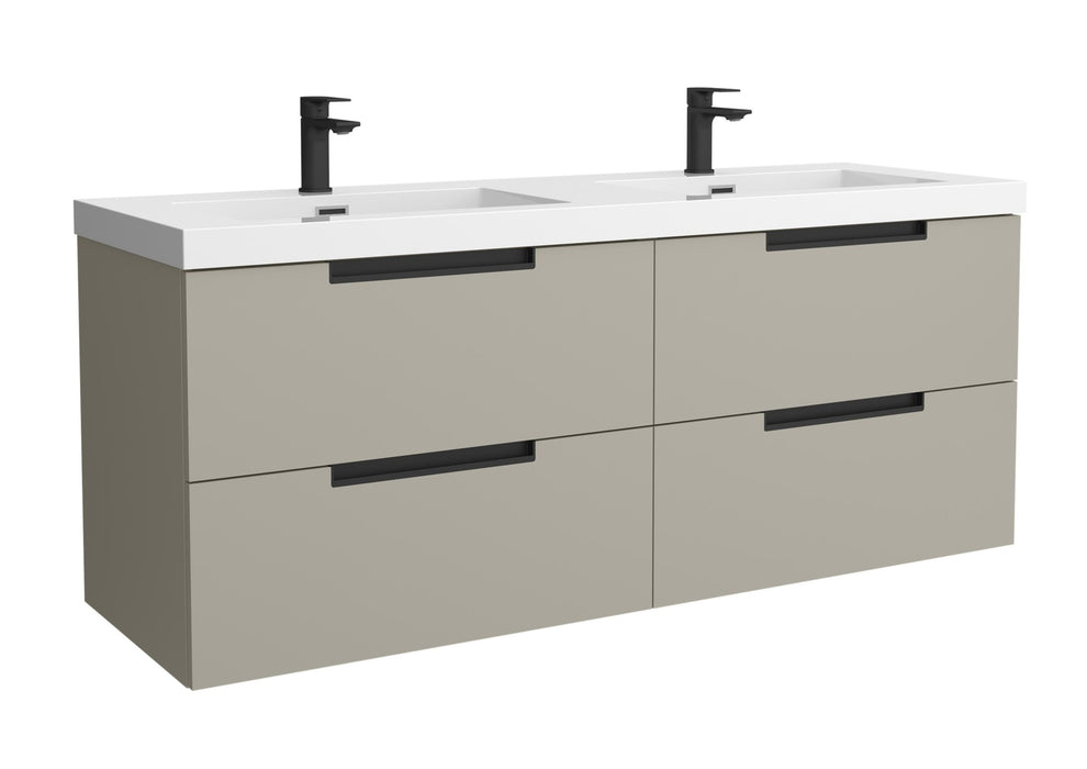 SALGAR 121985 LENI Mueble de Baño 2 pozas Carga Mineral 140cm Gris mate