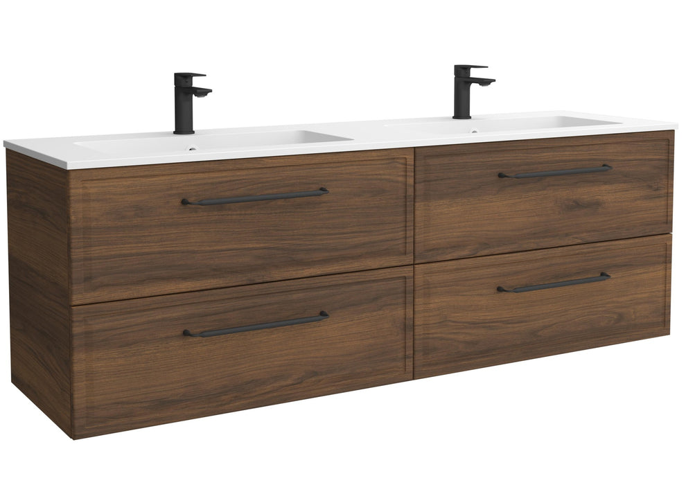 SALGAR 121808 RUNA Mueble de Baño 2 pozas Solid Surface 160cm Nogal