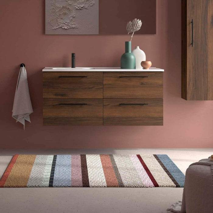 SALGAR 118730 SILANE Mueble+Lavabo 120 Nogal Maya Tirador Negro Con Encimera Derecha