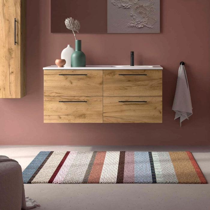 SALGAR 118734 SILANE Mueble+Lavabo 120 Roble África Tirador Negro Con Encimera Izquierda