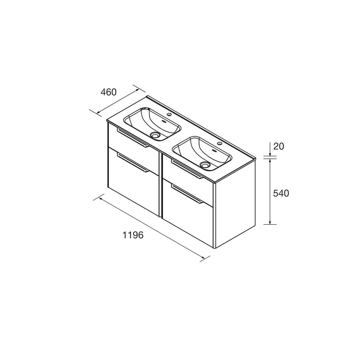 SALGAR 119761 LUVA Mueble+Lavabo 120 Blanco Satinado Tirador Negro