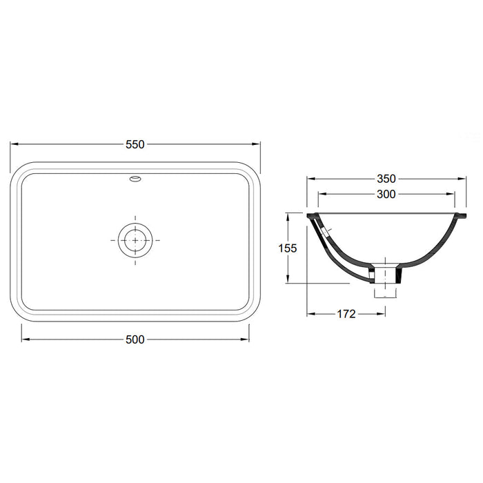 VALADARES 18777002C TANGER Under-mount Sink 55 cm