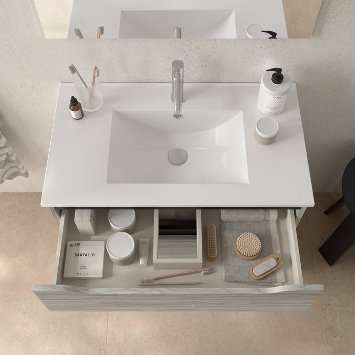 BATHME TRIO Complete Set Bathroom Furniture 3 Drawers Cambrian Oak Color