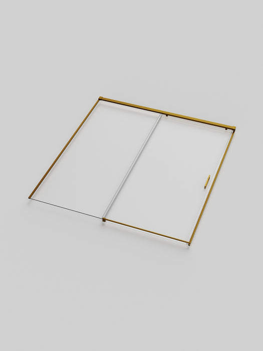 SB_X STYLO Mampara Frontal Ducha 1F+1C Oro Cepillado Transparente