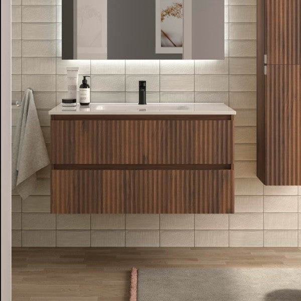 SALGAR KIRA Mueble de Baño con Lavabo Color Nogal