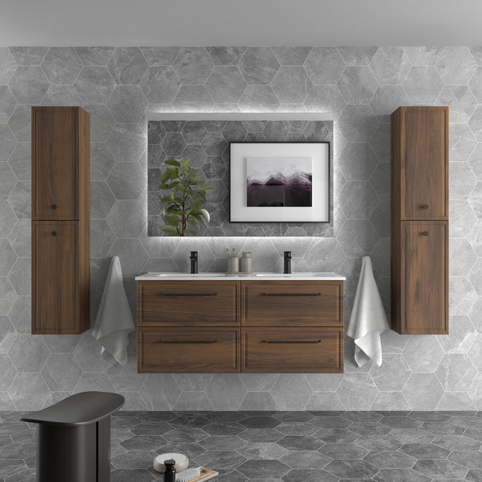 SALGAR 121800 RUNA Mueble de Baño 2 pozas Porcelana 120cm Nogal