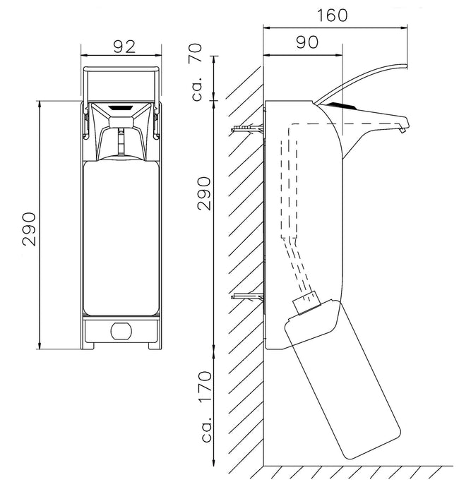 MEDICLINICS DJ0057 Aluminum Wall-Mounted Liquid Soap Dispenser