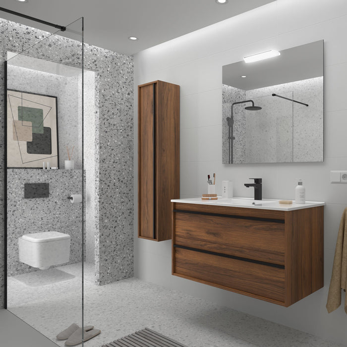 SALGAR ATTILA Conjunto Mueble de Baño Completo Nogal Maya