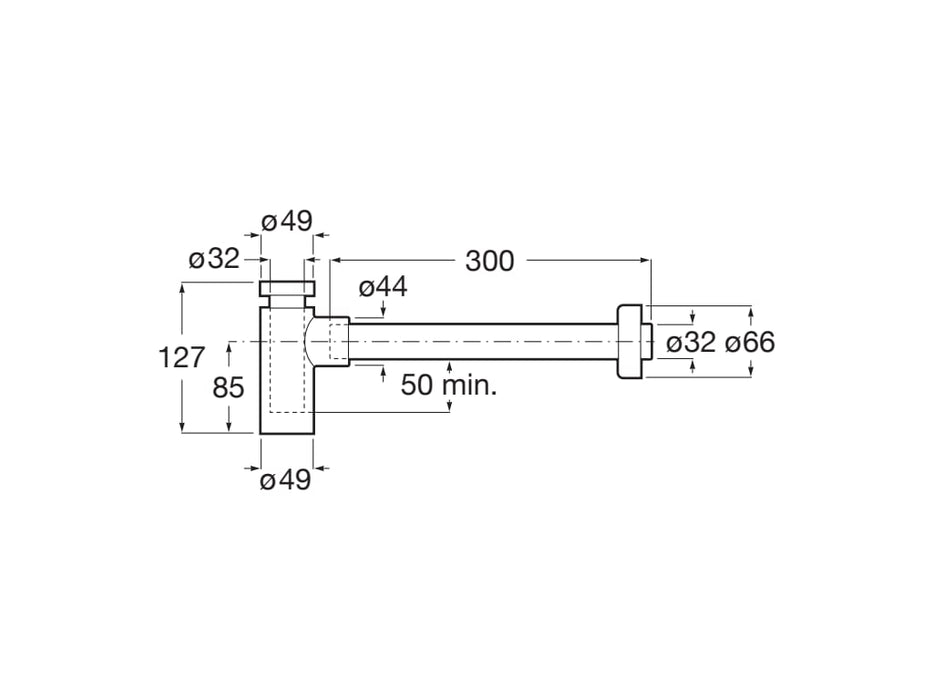 ROCA A5064070NM AQUA Basic Sifón Mural Cilíndrico de 1 1/4" Lavabo Tubo de 300 Mm Negro Titanio Cepillado