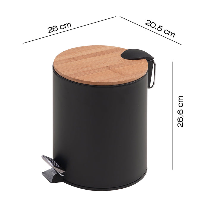 GEDY 14094100000 KENTA Soft Close 5 Liter Natural-Matte Black Waste Bin