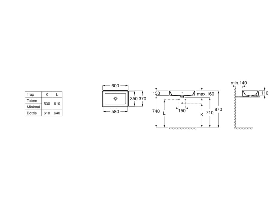 ROCA A3270Y2000 THE GAP SQUARE Lavabo Sobre Encimera Blanco