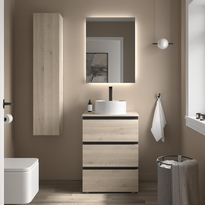 SALGAR BEQUIA METAL Mueble 3C Lavabo sobre encimera Natura