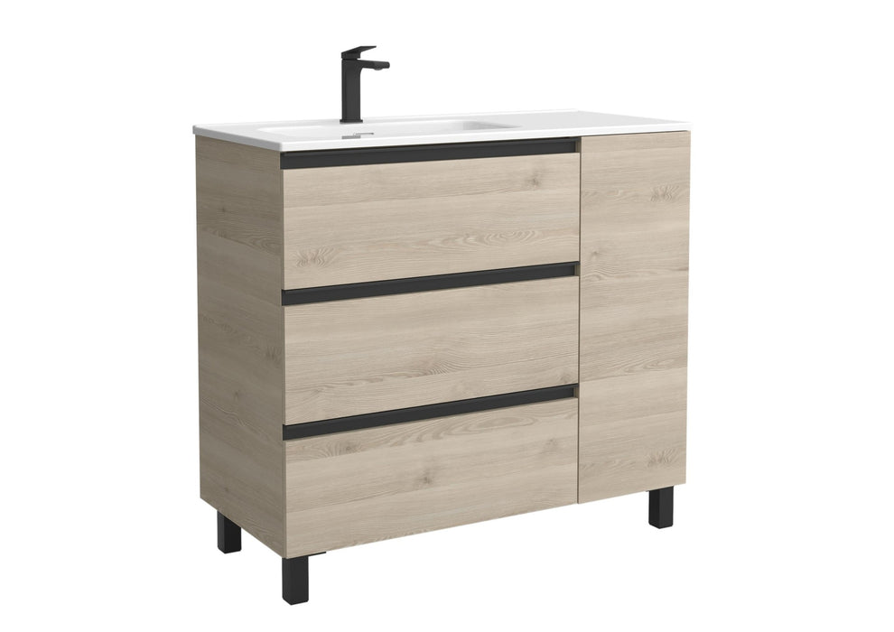 SALGAR 117552 BEQUIA PLUS METAL Mueble de Baño 1 poza Porcelana 110cm Natural