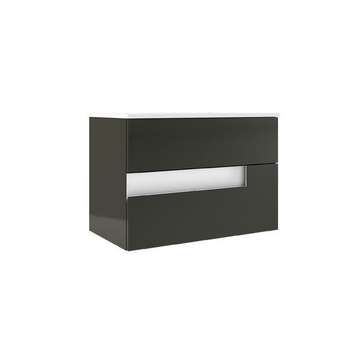 VISOBATH VISION Complete Furniture Set Wall Hung 2 Drawers Glossy Gray/White