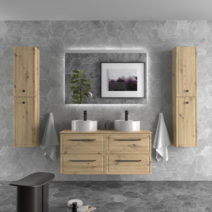 SALGAR 121842 RUNA Mueble de Baño 2 pozas Porcelana 140cm Roble