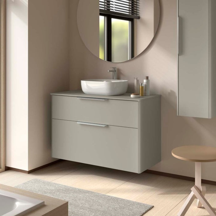 SALGAR SILANE 118087 Mueble de Baño con Tapa Encimera Color Gris Satinado Tirador Anodizado