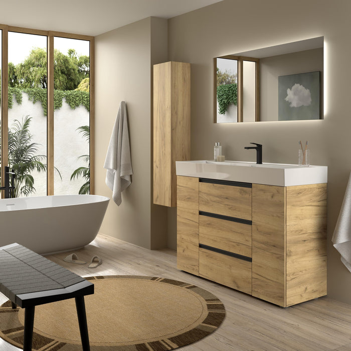 SALGAR BEQUIA PLUS METAL Mueble 3C Lavabo Veneto 120 cm Roble