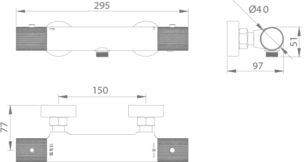 IMEX BTD038-4ORC LINE Kit Baño / Ducha Termostático Oro Rosa Cepillado