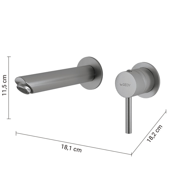 GEDY MXGA0738000 GARDA Grifo de pared para lavabo cepillado