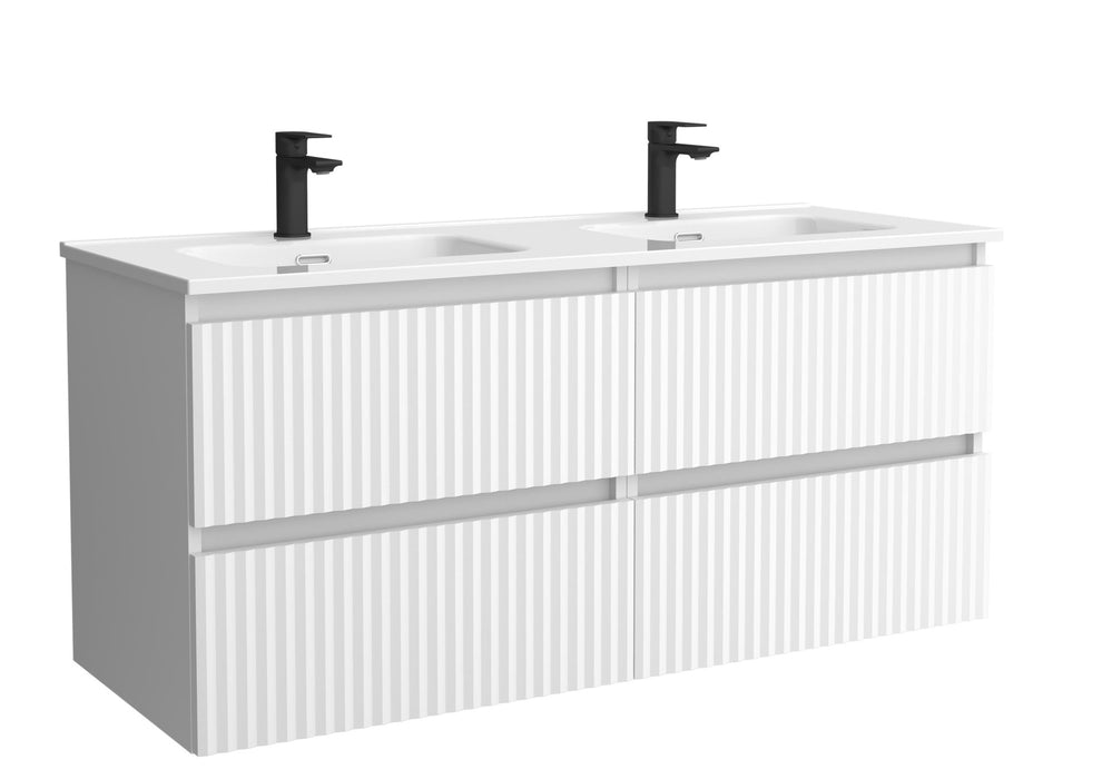 SALGAR 121744 KIRA Mueble de Baño 2 pozas Porcelana 120cm Blanco Mate