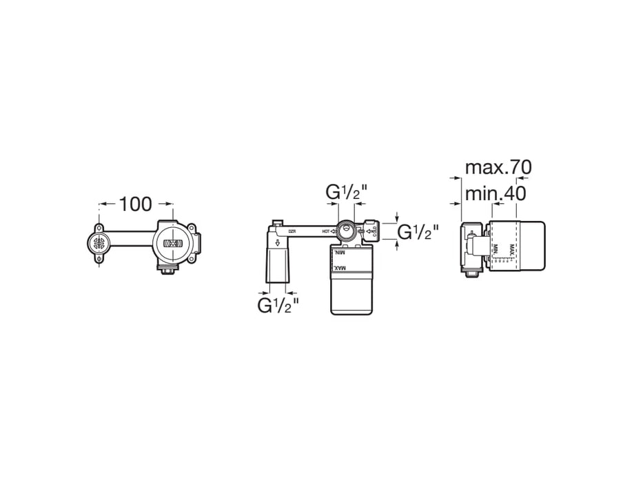ROCA A5E3501NB0 ONA Cuerpo Empotrable Universal Negro Mate
