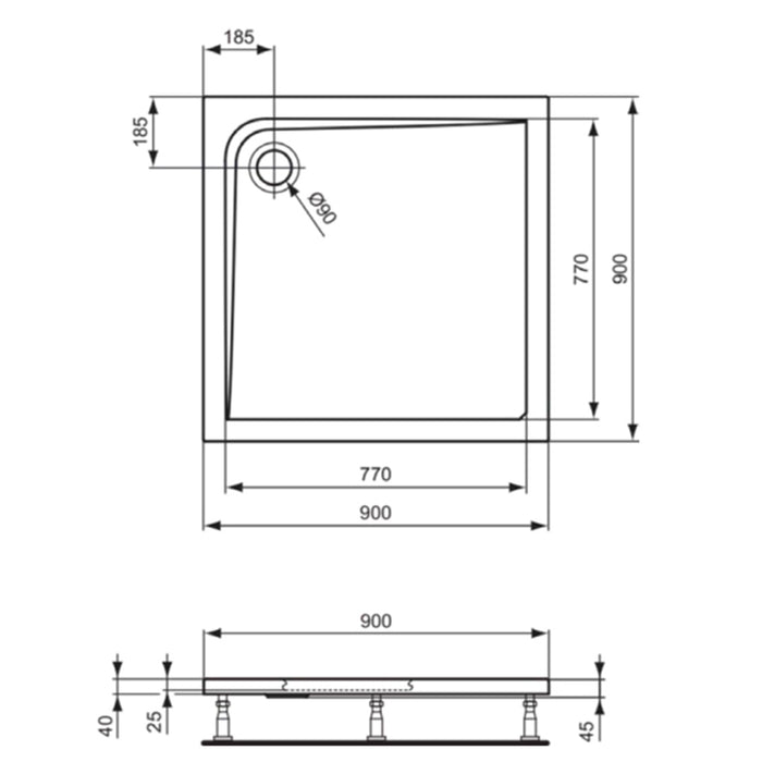 IDEAL STANDARD K5173YK ULTRAFLAT Plato Ducha Acrílico 90x90 Blanco