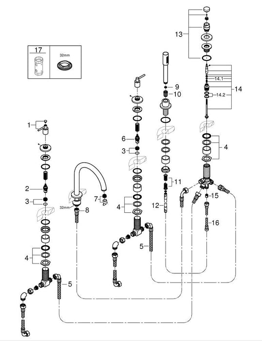 GROHE 24 177 KF1 ESSENCE Monomando de lavabo de 1/2" tamaño L negro