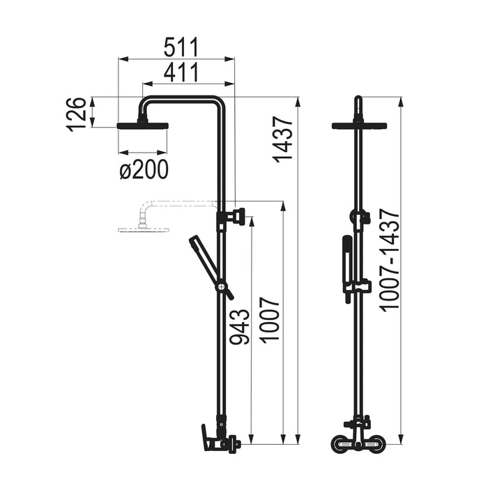 PRESTO 71750116 Cónico columna ducha mezcladora Negro