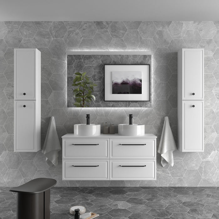 SALGAR 121840 RUNA Mueble de Baño 2 pozas Porcelana 140cm Blanco Mate