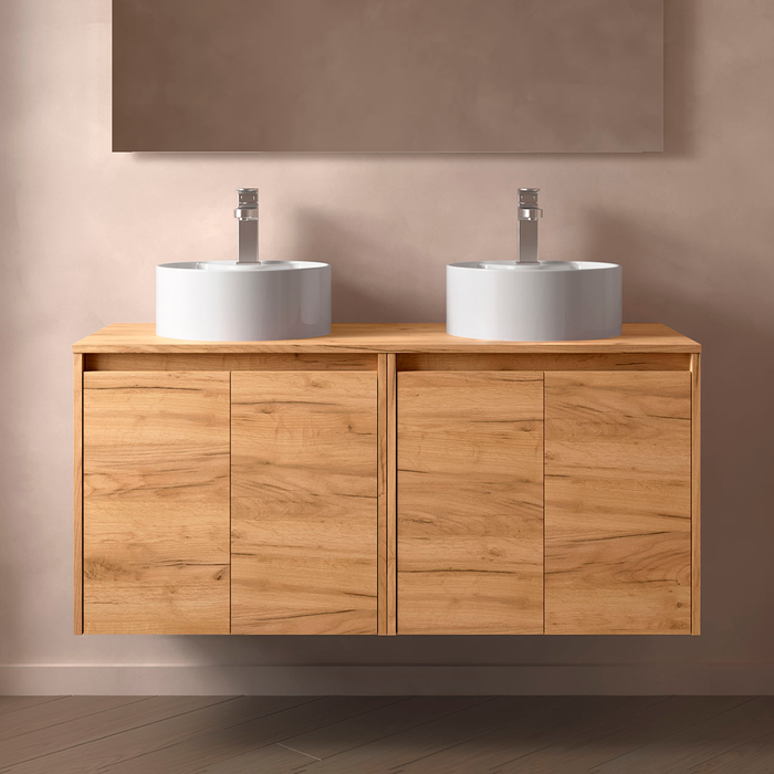 SALGAR 105568 NOJA Mueble de Baño con Tapa Encimera 4 Puertas 120 cm Color Roble África
