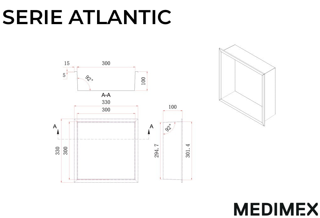 MEDIMEX HOR001/BL ATLANTIC Hornacina 33x33 Blanco Mate