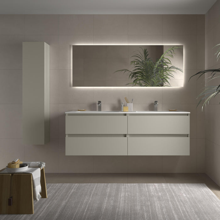 SALGAR 122353 BEQUIA Mueble de Baño 2 pozas Solid Surface 160cm Gris mate