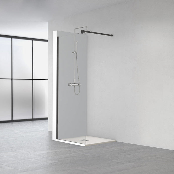 PROFILTEK FADO Mampara Fijo Perfil Negro Vidrio 6 mm Transparente