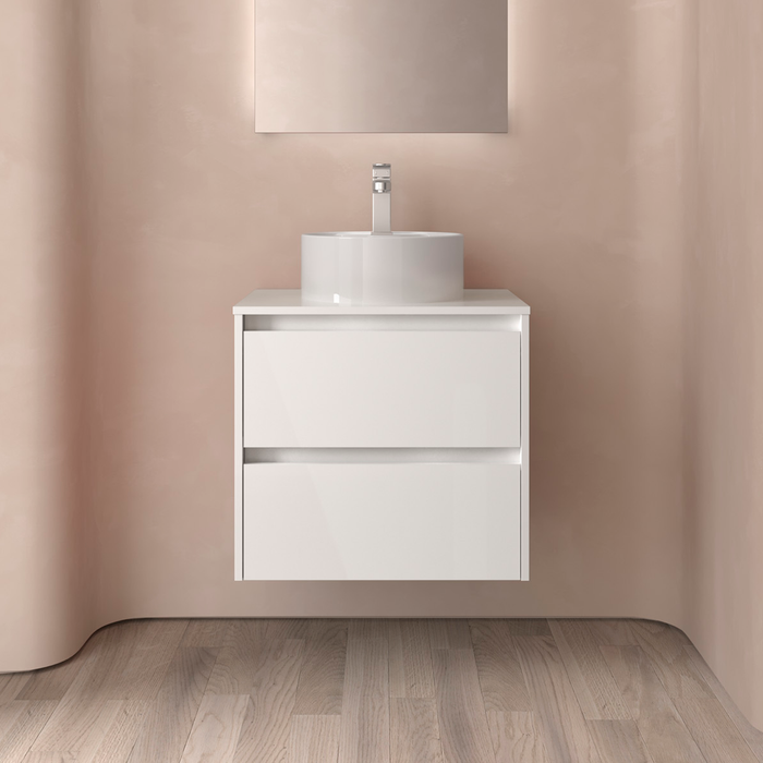 SALGAR NOJA Mueble de Baño con Tapa Encimera 2 Cajones Color Blanco Brillo