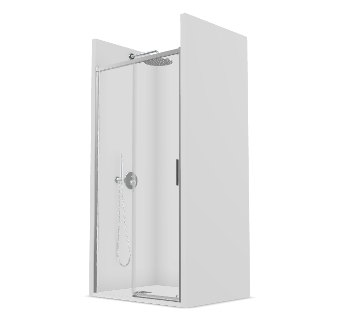 PROFILTEK SA-310 SALMA Frontal 1 hoja corredera+1 hoja fija. 6 MM Plata Alto Brillo Transparente