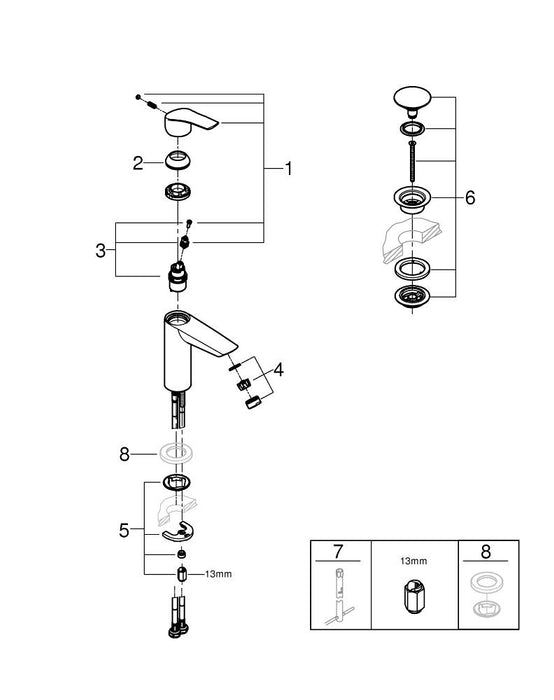 GROHE 23 324 003 EUROSMART Monomando de lavabo 1/2" tamaño M cromo