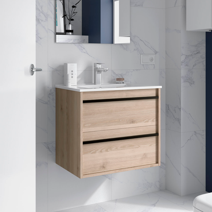 SALGAR ATTILA Mueble de Baño con Lavabo 2 Cajones Color Natural