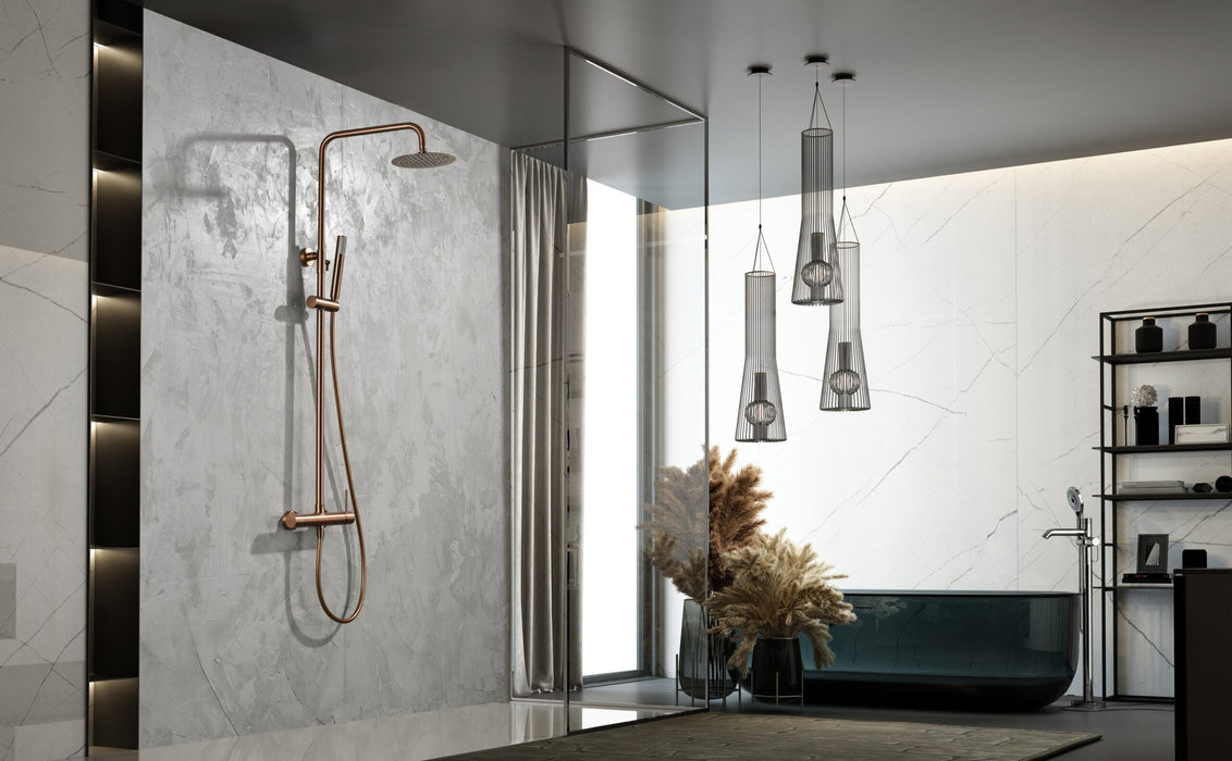 IMEX BDM039/ORC MONZA Conjunto Grifo Monomando de Ducha Telescópico Oro Rosa Cepillado