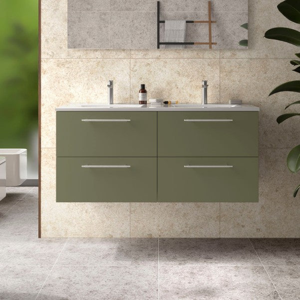 SALGAR 118062 SILANE Mueble+Lavabo 120 Verde Satinado Tirador Anodizado