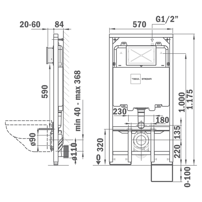 STROHM TEKA PACK MANACOR Inodoro Suspendido Rimless Pulsador Cromo