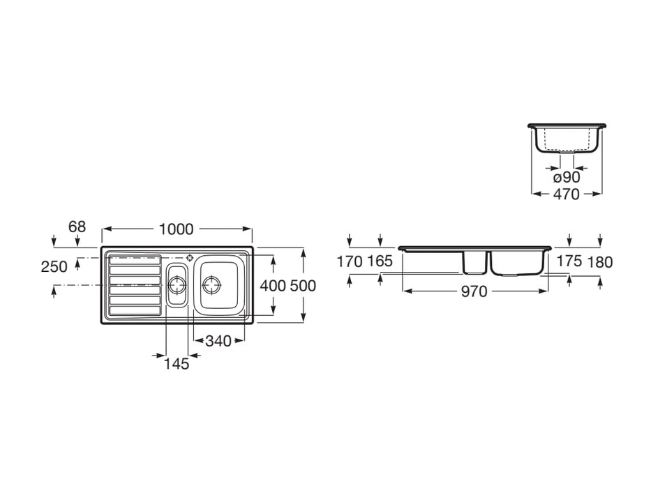ROCA A87S101C01 GLASGOW Fregadero 2 Cubetas Con Escurridor Acero Inoxidable