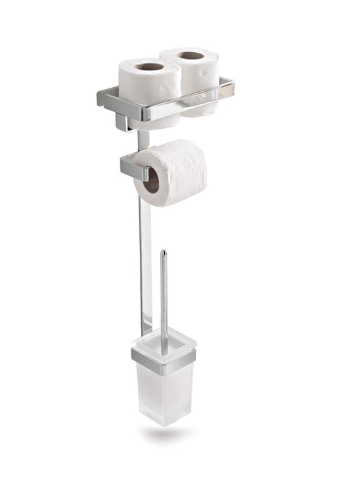BELTRAN 21257 MILAN Brush Holder Toilet Paper Holder With Chrome Container Screw Mount