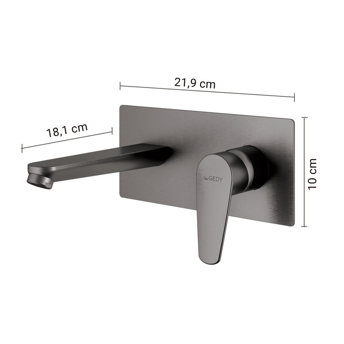 GEDY MXCO0781000 COMO Grifo de pared para lavabo gun metal