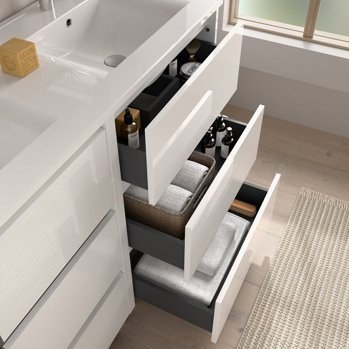 SALGAR NOJA Mueble de Baño con Lavabo 3 Cajones Color Blanco Brillo