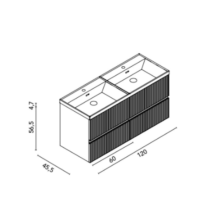 ROYO C0078508 VORA Furniture 120 4C+Sink Cairo Walnut Notte