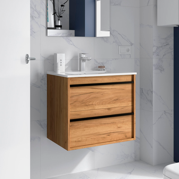 SALGAR ATTILA Mueble de Baño con Lavabo 2 Cajones Color Roble África