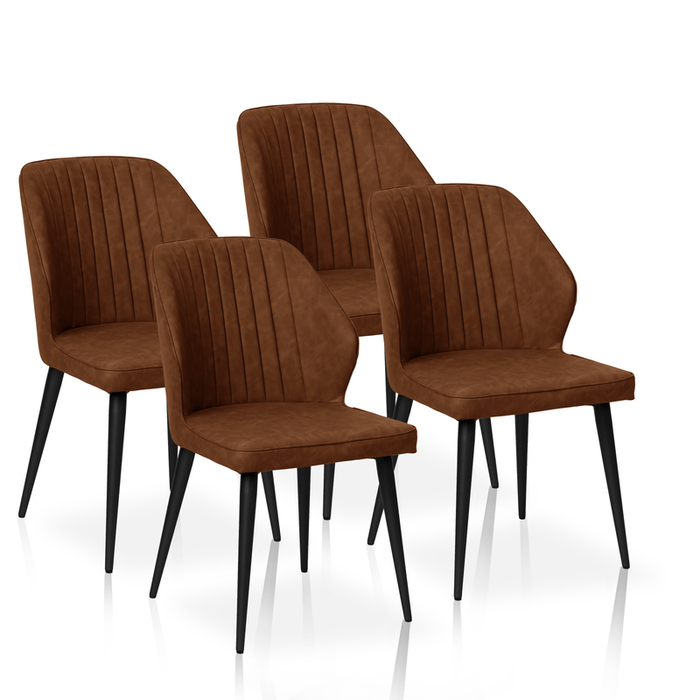 FURNITURE STYLE FS7031AVELPU TRIANA Pack 4 Dining Chairs Imitation Leather Brown Color