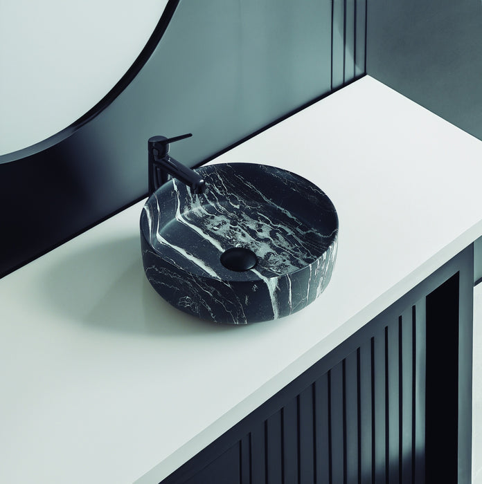 BhD 7053 DALLAS Lavabo Circular Sobre Encimera Mármol Negro